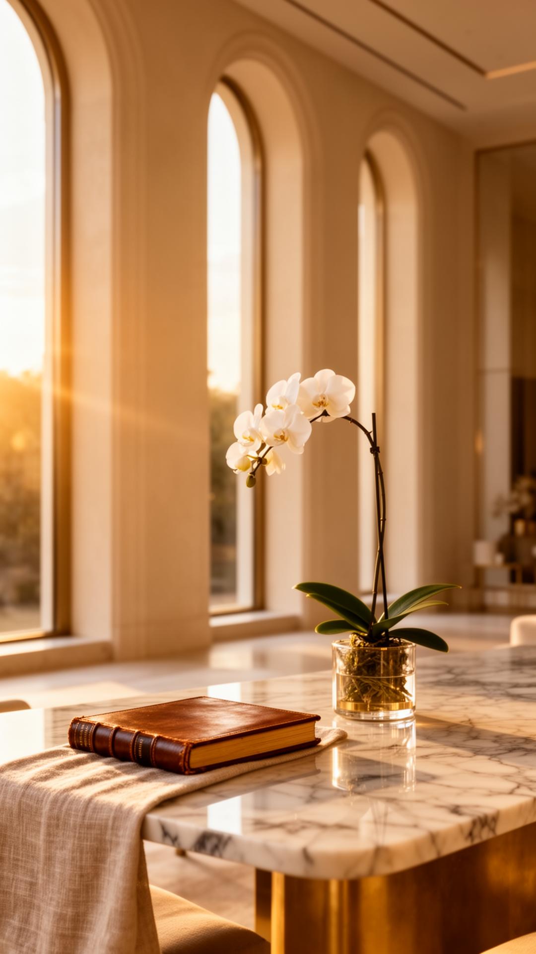 Golden light streaming through a sanctuary window